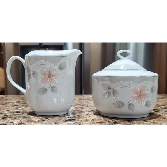 Sissi Winterling China Creamer and Sugar Bowl Set Pink Floral Germany - Picture 7 of 16